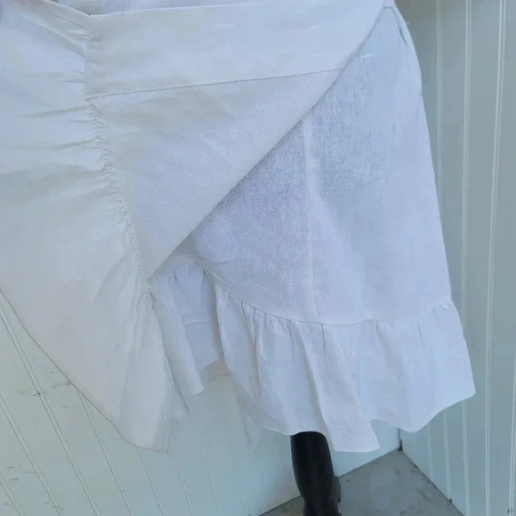 NWT Socialite Ruffle Flare Wrap Tie Linen Blend Dress Women Stylish Ivoy Sz M - Picture 6 of 13